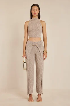 Sets|Bottoms>Cult Gaia AMANDINE KNIT PANT - Canyon Tan