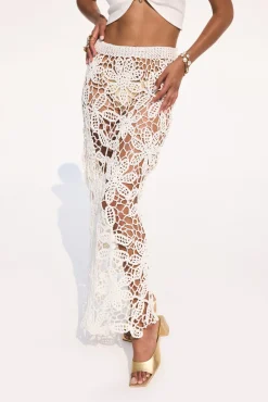 Bottoms|Knits>Cult Gaia AMINA CROCHET SKIRT - Off White