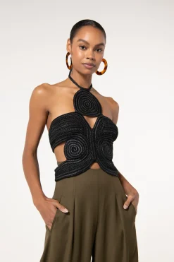 Tops>Cult Gaia ARCHER CROCHET TOP - Black