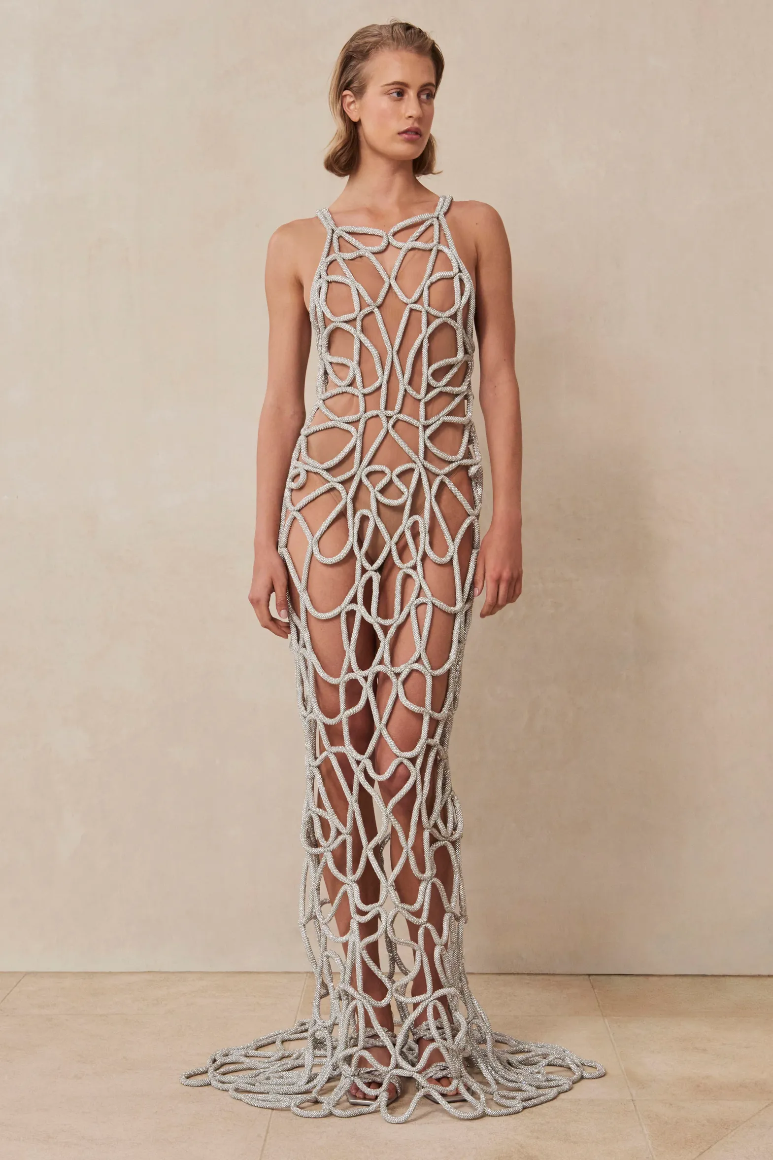 Gowns>Cult Gaia ARYA RHINESTONE GOWN - Clear