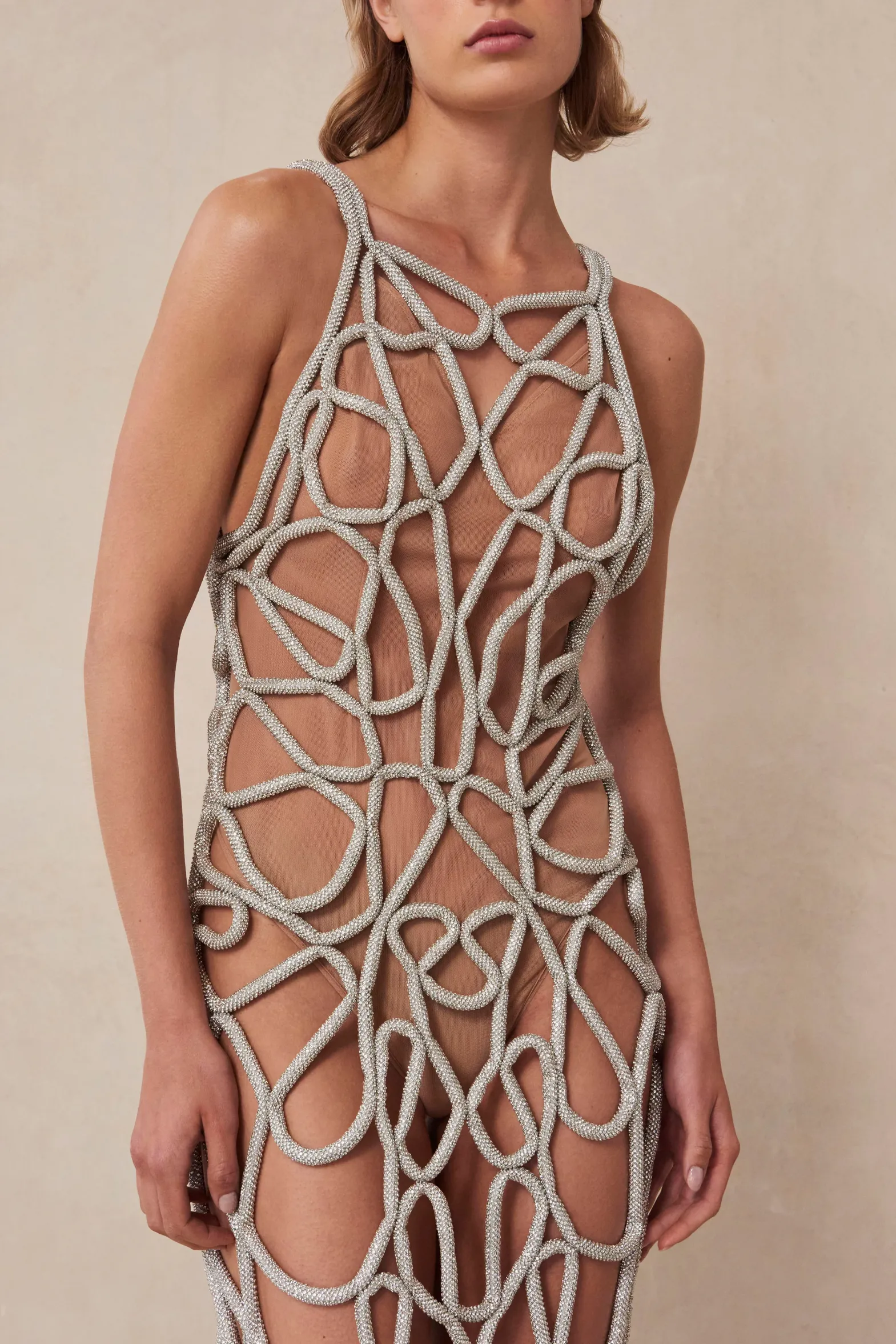 Gowns>Cult Gaia ARYA RHINESTONE GOWN - Clear