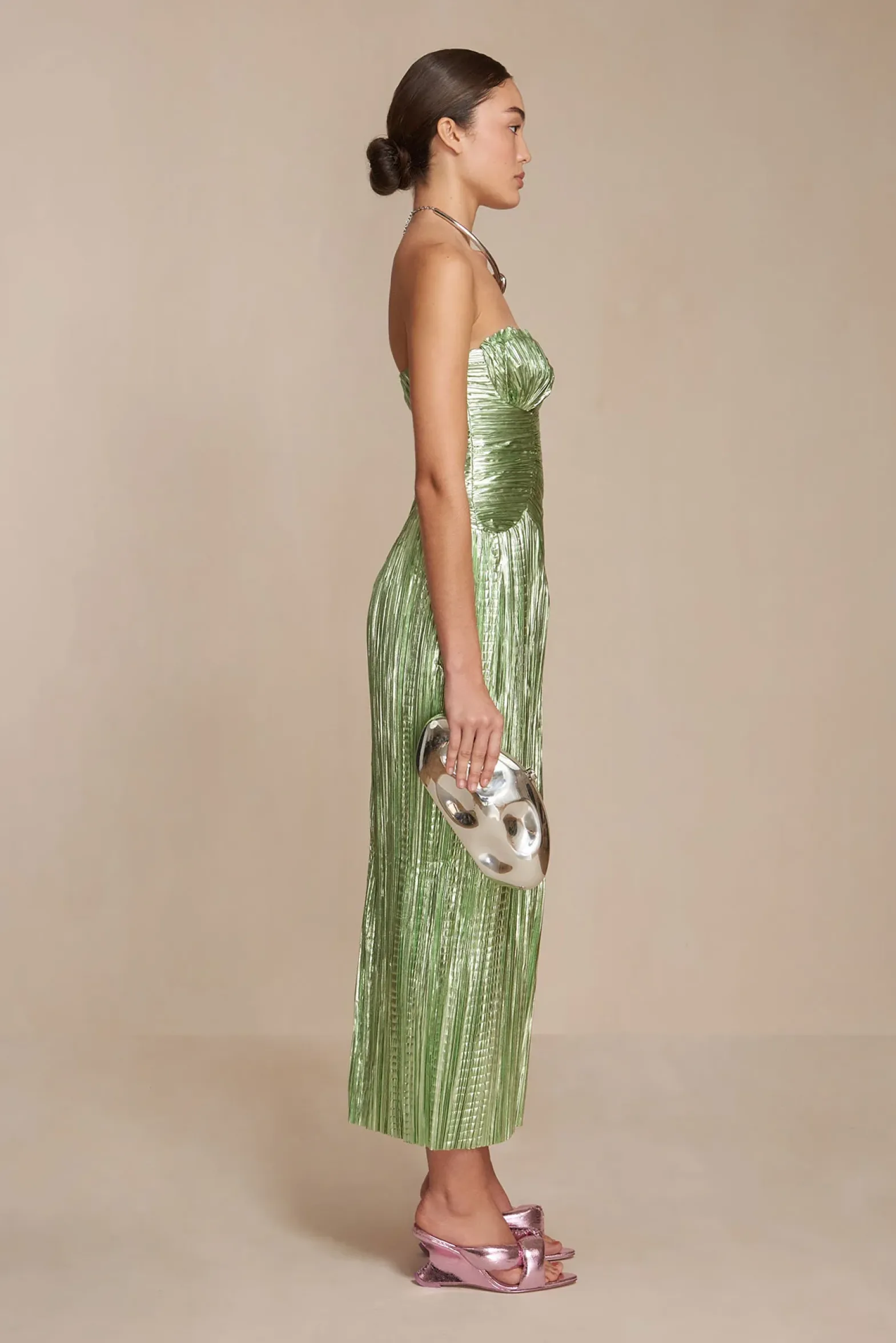 Gowns>Cult Gaia ASHIKA GOWN - Spearmint Metallic