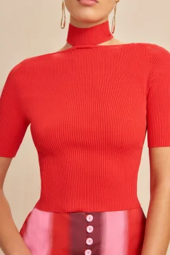 Tops|Knits>Cult Gaia BRIANNA KNIT TOP - Lollipop