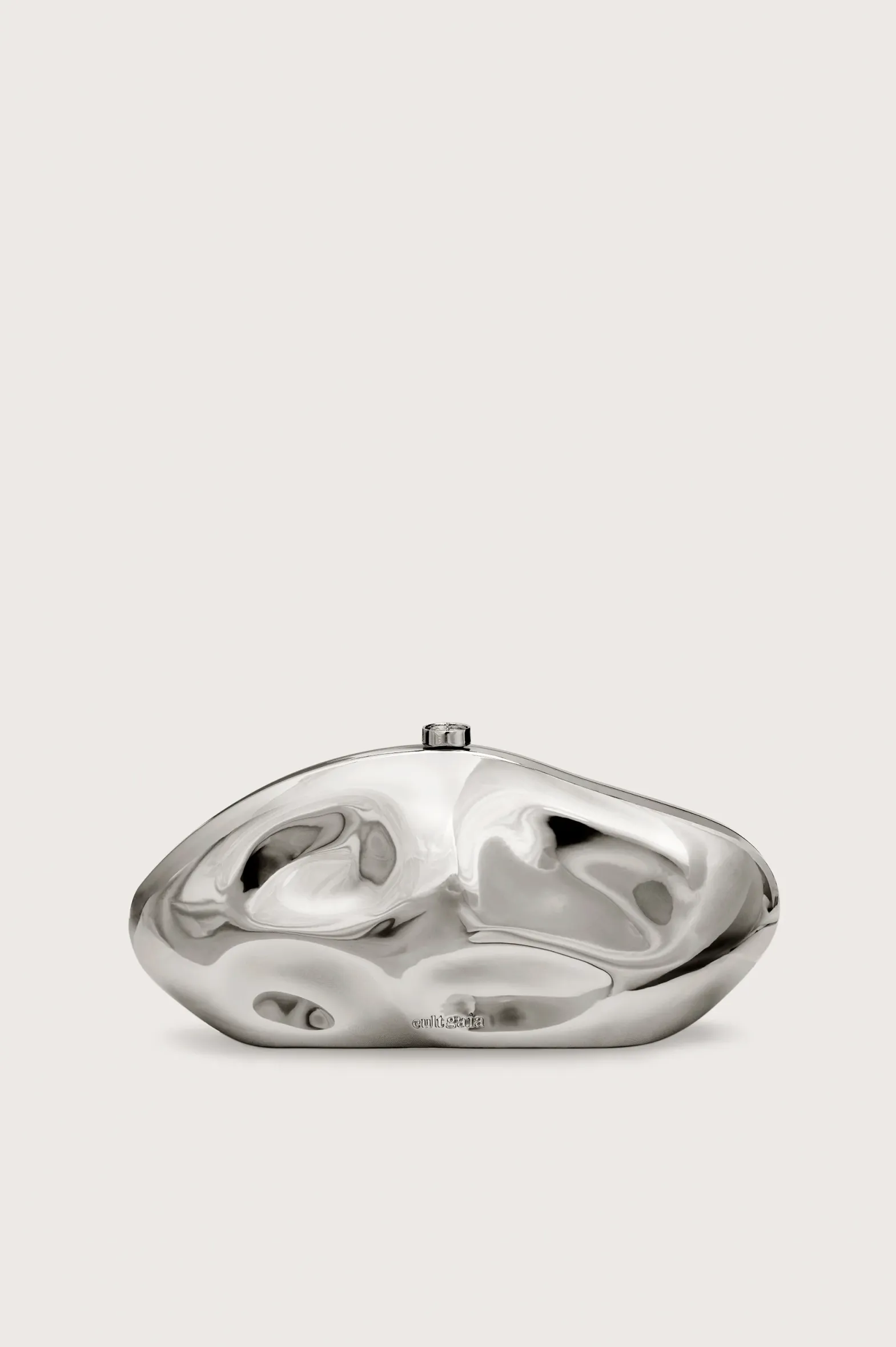 Mini Bags|Clutches>Cult Gaia CALDERA CLUTCH - Shiny Silver