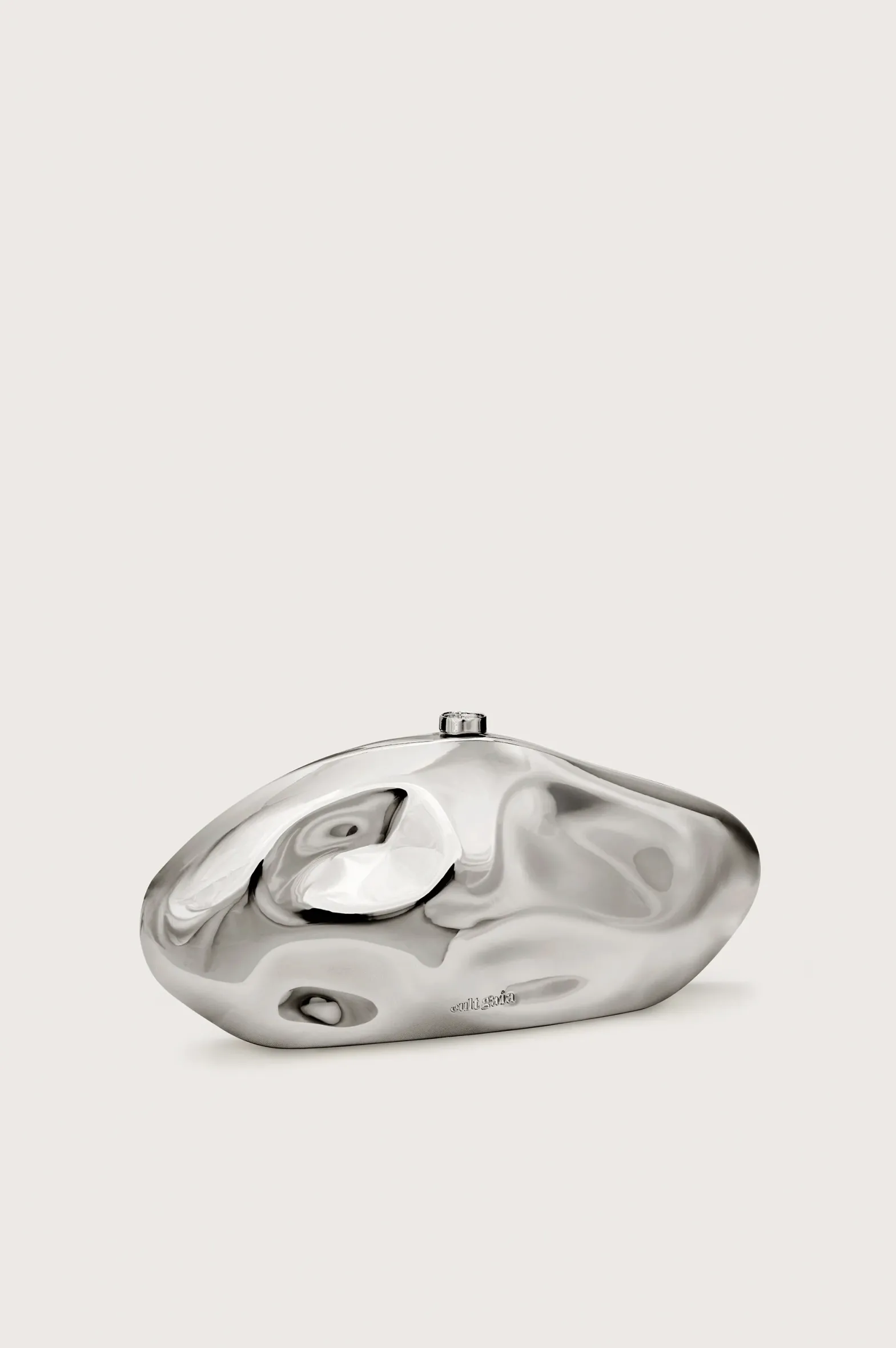 Mini Bags|Clutches>Cult Gaia CALDERA CLUTCH - Shiny Silver
