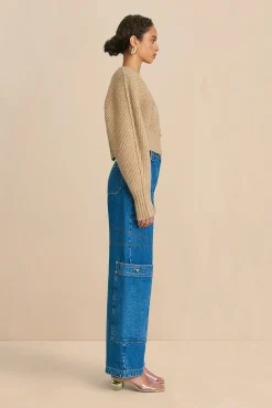 Tops|Knits>Cult Gaia CASELLA KNIT CARDIGAN - CHAMPAGNE Champagne Melange