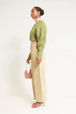 Tops|Knits>Cult Gaia CASELLA KNIT CARDIGAN - Pine