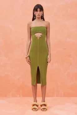Knits|Dresses>Cult Gaia CHRISTY KNIT DRESS - Olea
