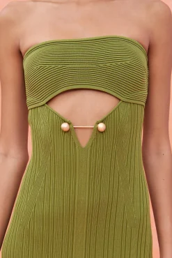 Knits|Dresses>Cult Gaia CHRISTY KNIT DRESS - Olea