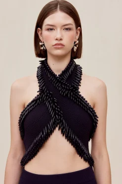 Sets|Knits>Cult Gaia CLARA KNIT TOP - Evening Blue