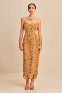 Dresses>Cult Gaia CRESCENT KNIT DRESS - Gold