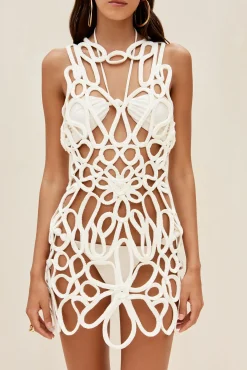 Cover Ups|Knits>Cult Gaia DANICA CROCHET DRESS - Off White