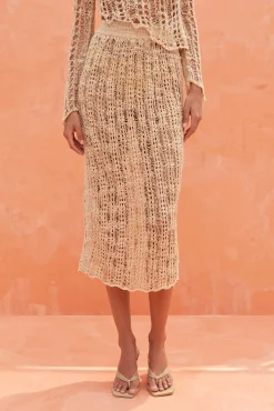 Cover Ups>Cult Gaia DAWSON CROCHET SKIRT - Champagne
