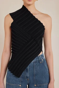 Tops|Knits>Cult Gaia DEL KNIT TOP - Black