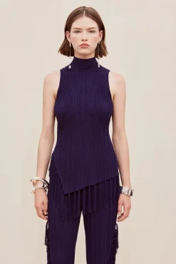 Sets|Tops>Cult Gaia DOJA KNIT TOP - Evening Blue