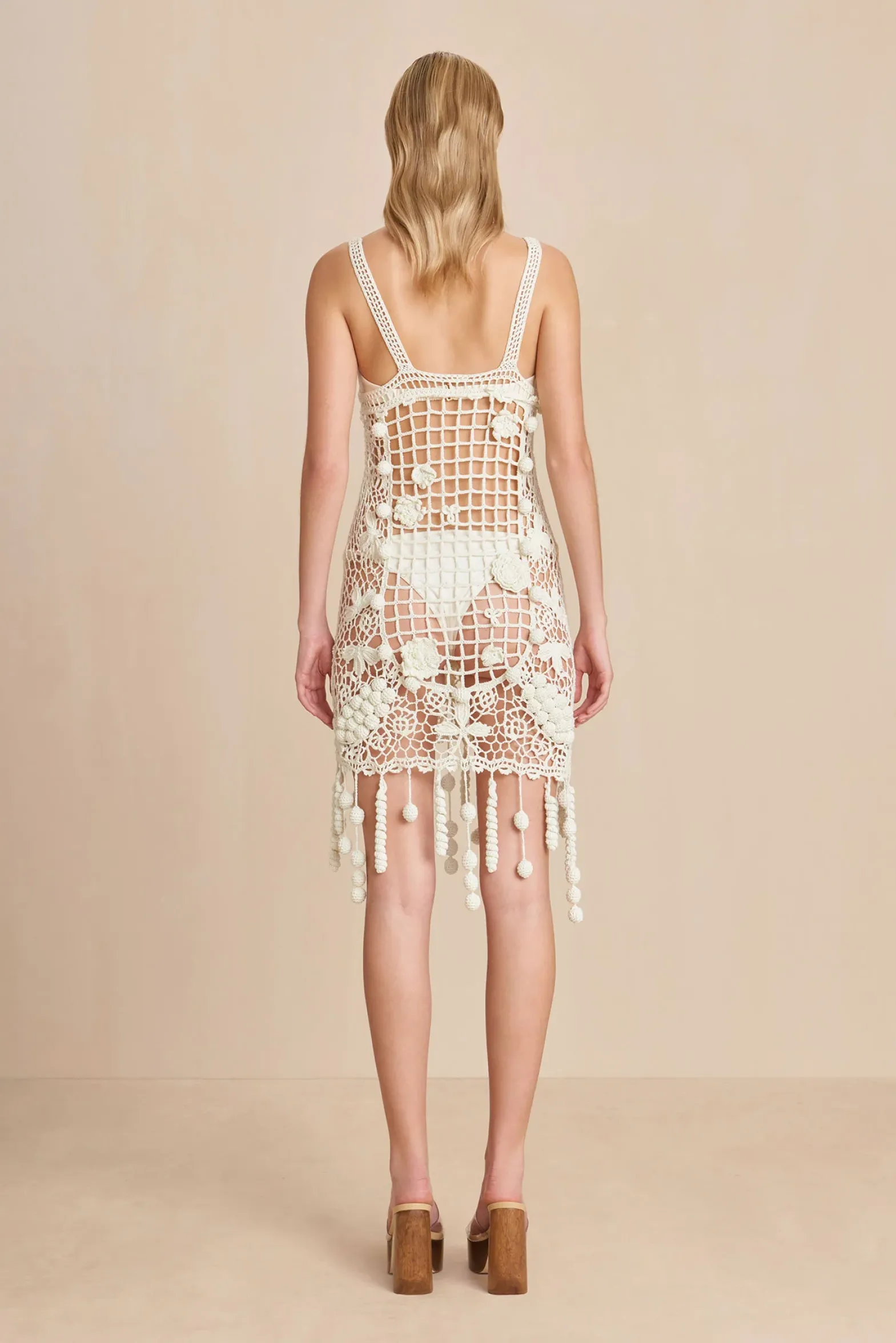 Cover Ups|Dresses>Cult Gaia ELAINA CROCHET DRESS - Off White