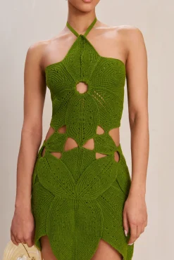 Knits|Dresses>Cult Gaia FLOREANA KNIT DRESS - Olea