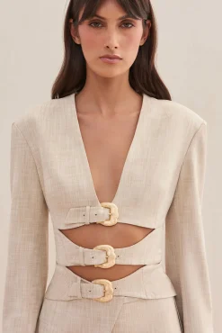 Outerwear|Sets>Cult Gaia GABBY BLAZER - Ecru