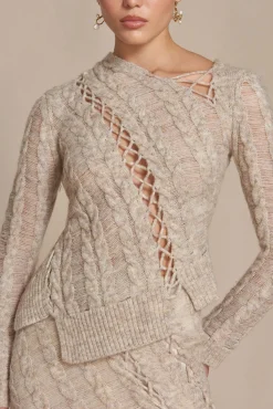 Sets|Tops>Cult Gaia GARNET KNIT TOP - Tawn Multi