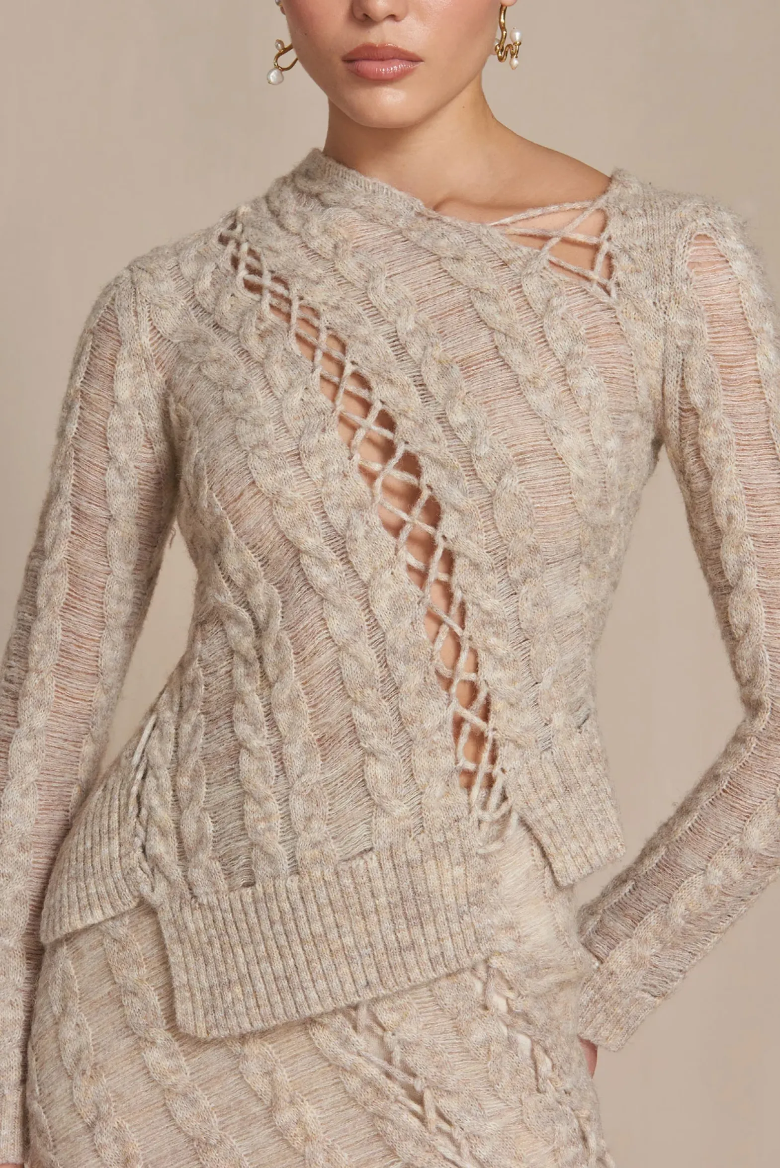 Sets|Tops>Cult Gaia GARNET KNIT TOP - Tawn Multi