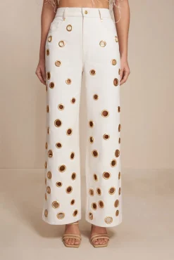 Bottoms>Cult Gaia JAIDEN PANT - Indu Ecru