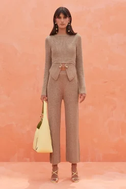 Sets|Bottoms>Cult Gaia LAWENA KNIT PANT - Champagne