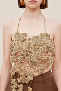 Tops>Cult Gaia MARGAUX TOP - Champagne