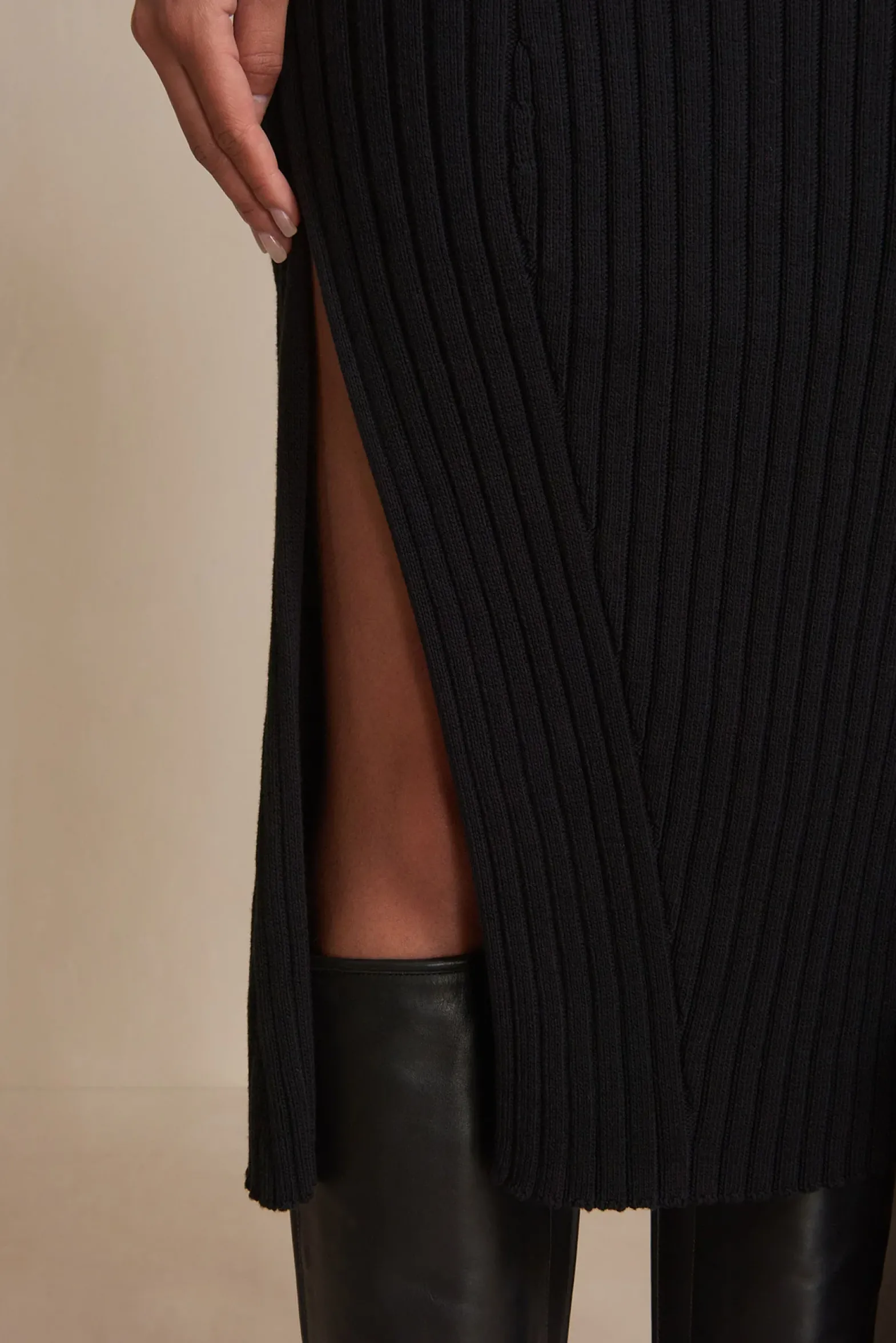 Knits>Cult Gaia NAUNET KNIT DRESS - Black