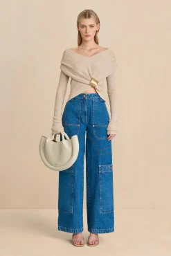 Tops|Knits>Cult Gaia NICIA KNIT TOP - Champagne Melange