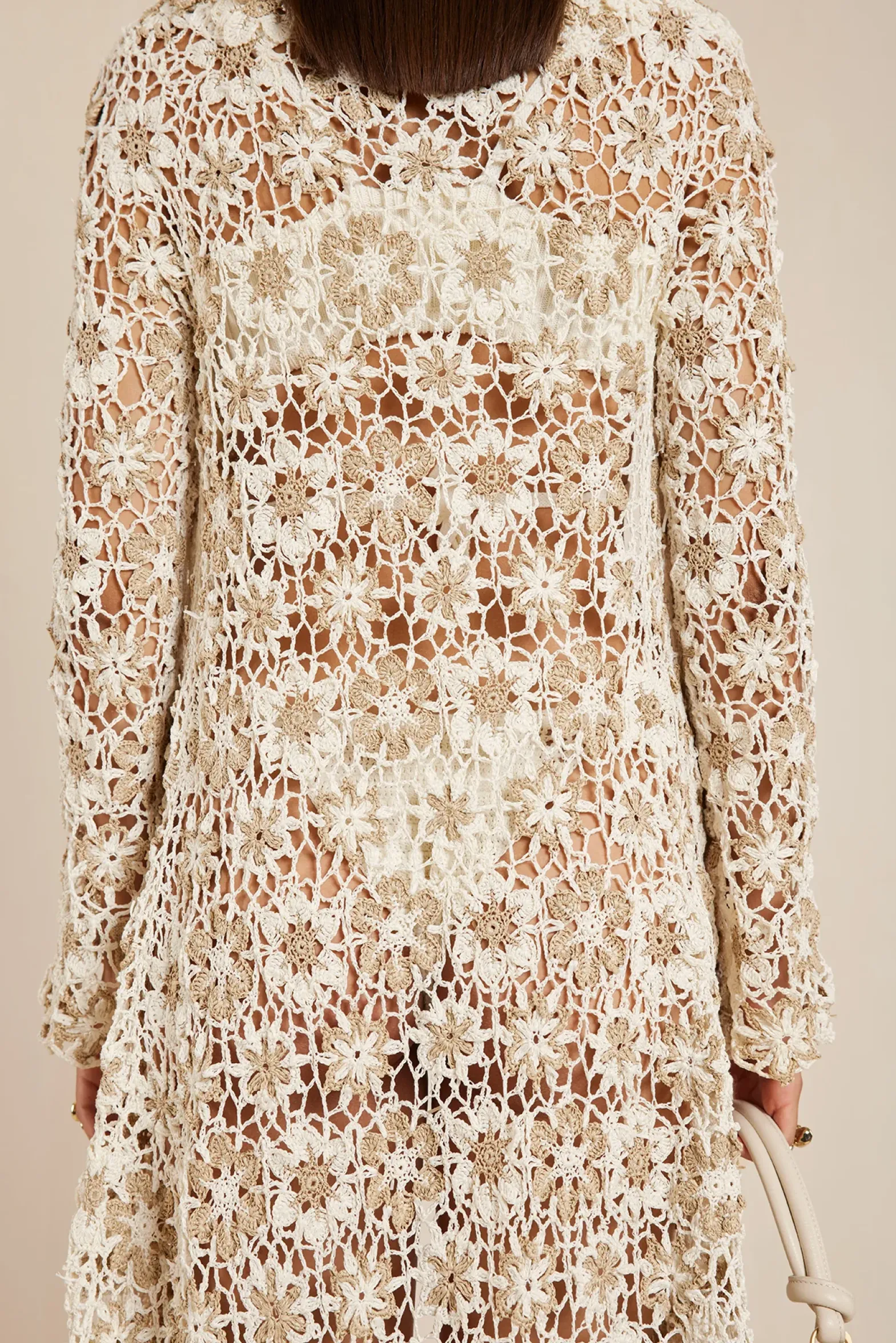 Cover Ups|Knits>Cult Gaia OLLIE CROCHET COVERUP - Off White Ecru