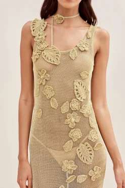 Dresses>Cult Gaia PEMMA CROCHET DRESS - Gold