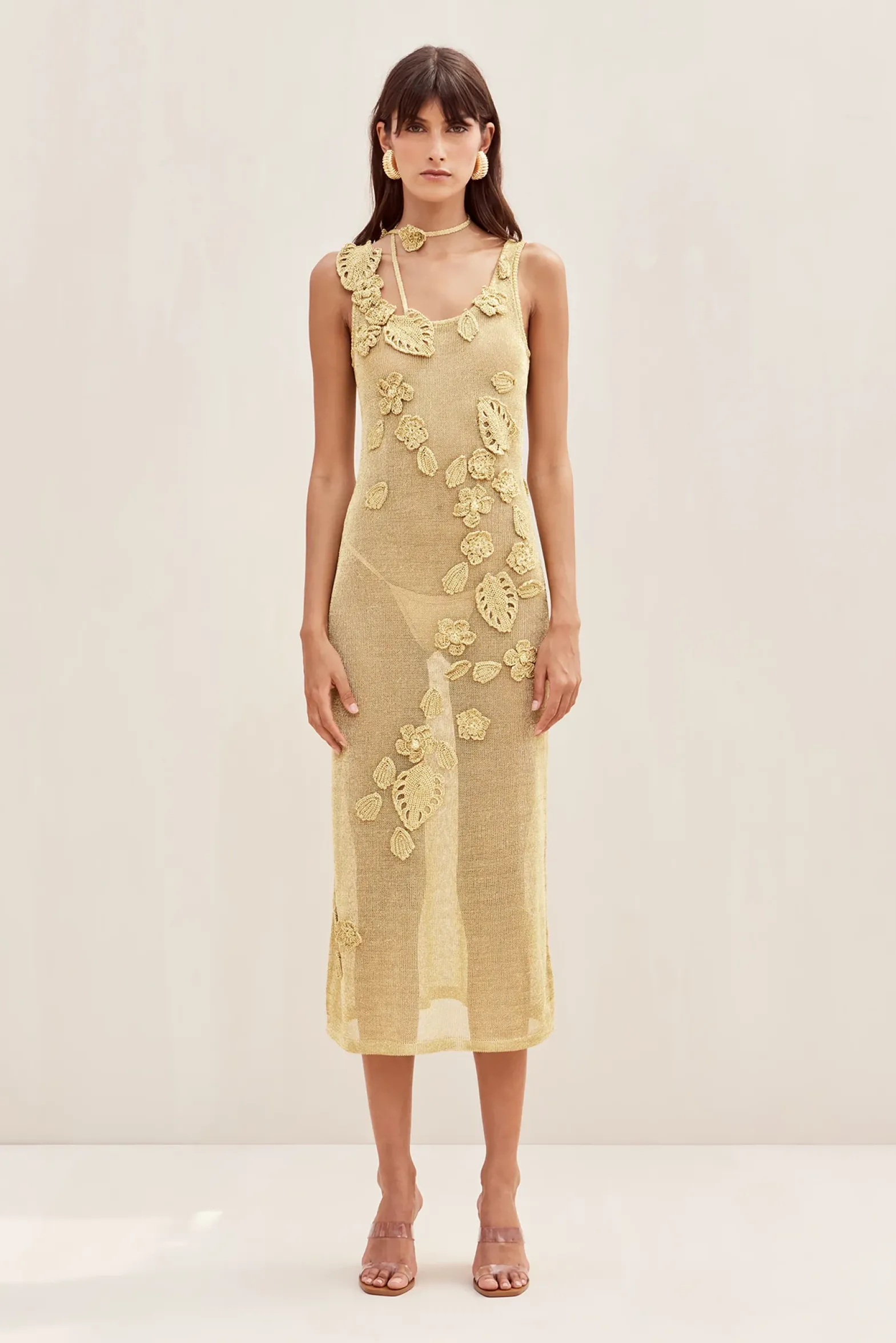 Dresses>Cult Gaia PEMMA CROCHET DRESS - Gold