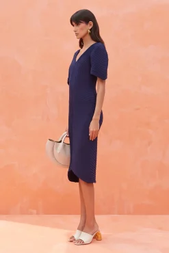 Knits|Dresses>Cult Gaia PYTON KNIT DRESS - Evening Blue