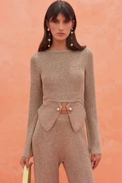 Sets|Tops>Cult Gaia RAMSEY KNIT TOP - Champagne