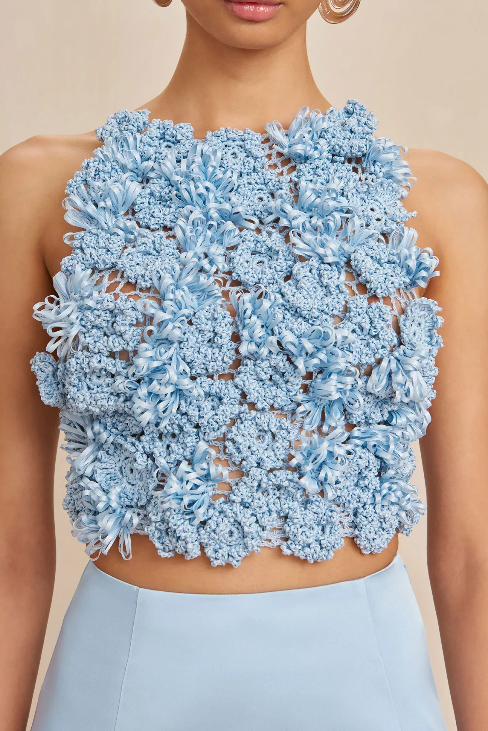 Tops>Cult Gaia REGINA CROCHET TOP - Marine