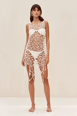 Cover Ups|Dresses>Cult Gaia ROMAN CROCHET DRESS - Off White