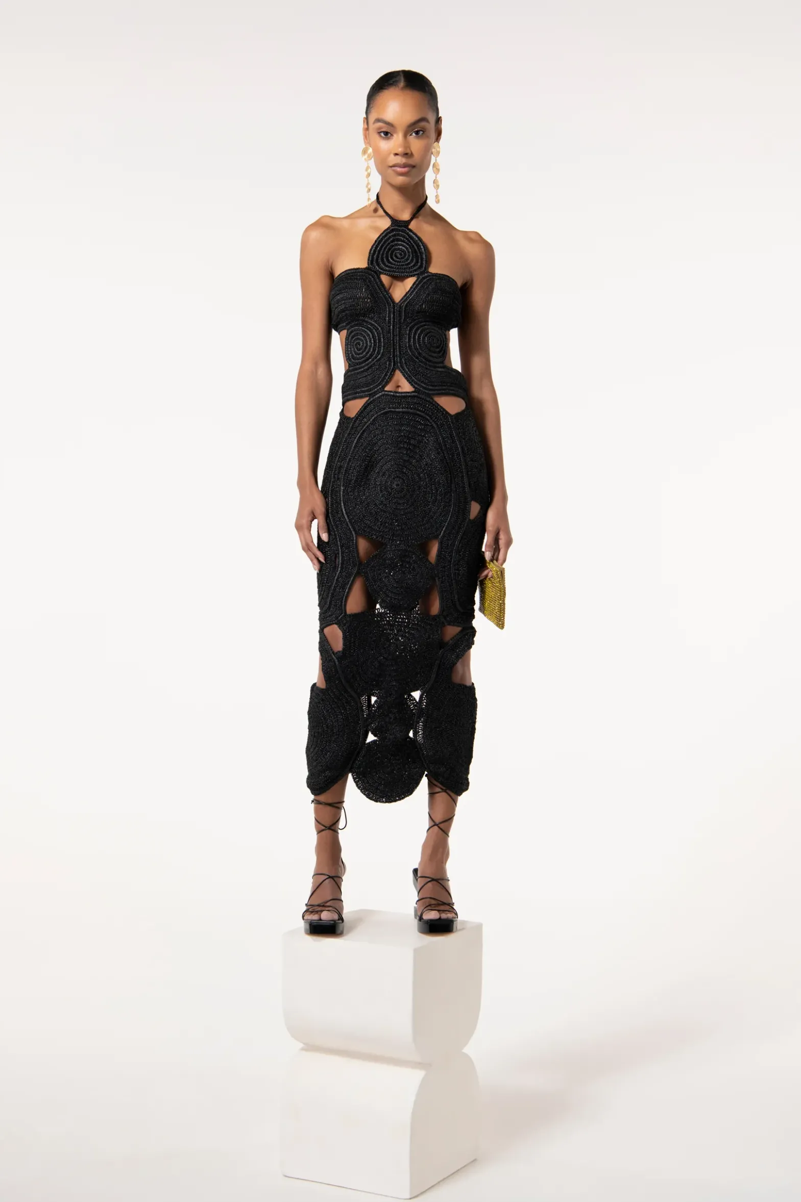 Knits>Cult Gaia SHENAZ CROCHET DRESS - Black