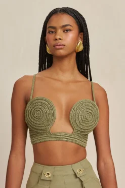 Bikinis>Cult Gaia VIVIANA CROCHET TOP - Tea